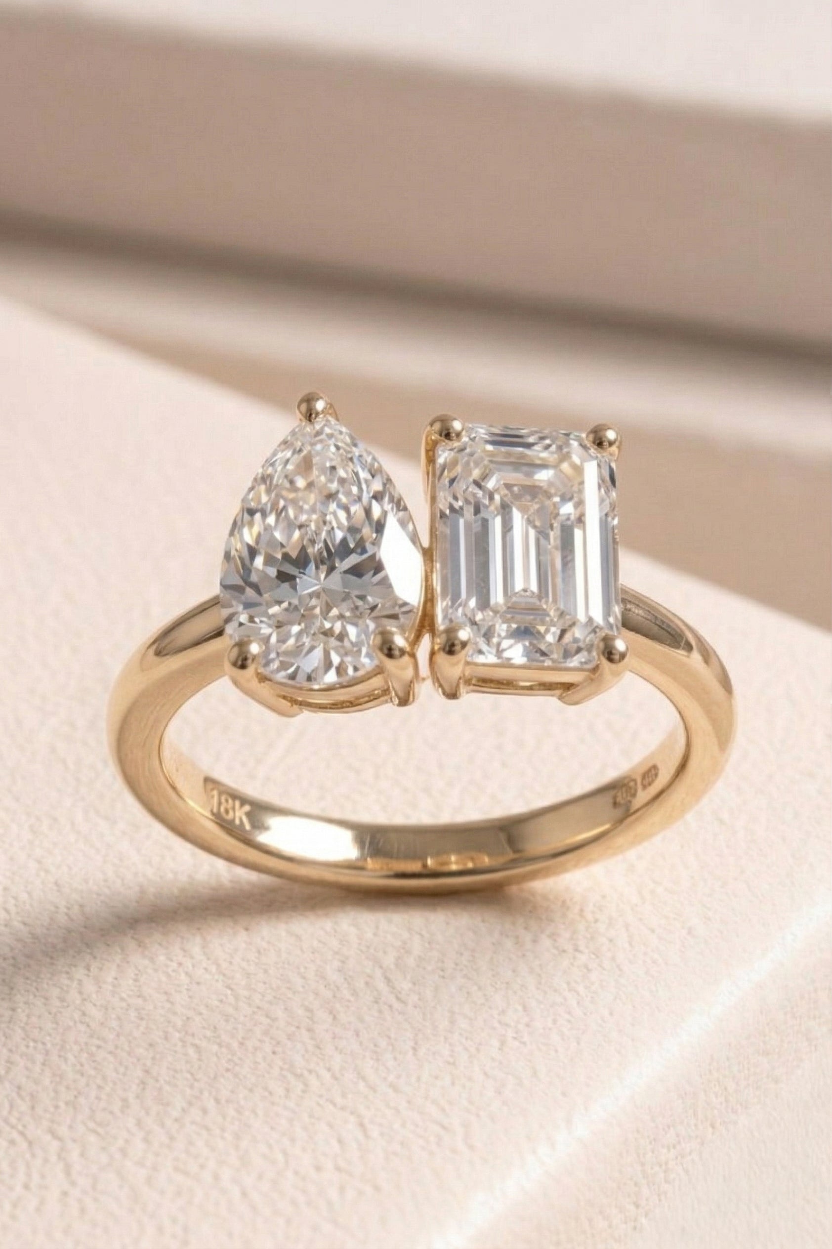 The Proposal | 3+4 carat Pear & Emerald Solitaire Lab-Grown Diamond Engagement Ring