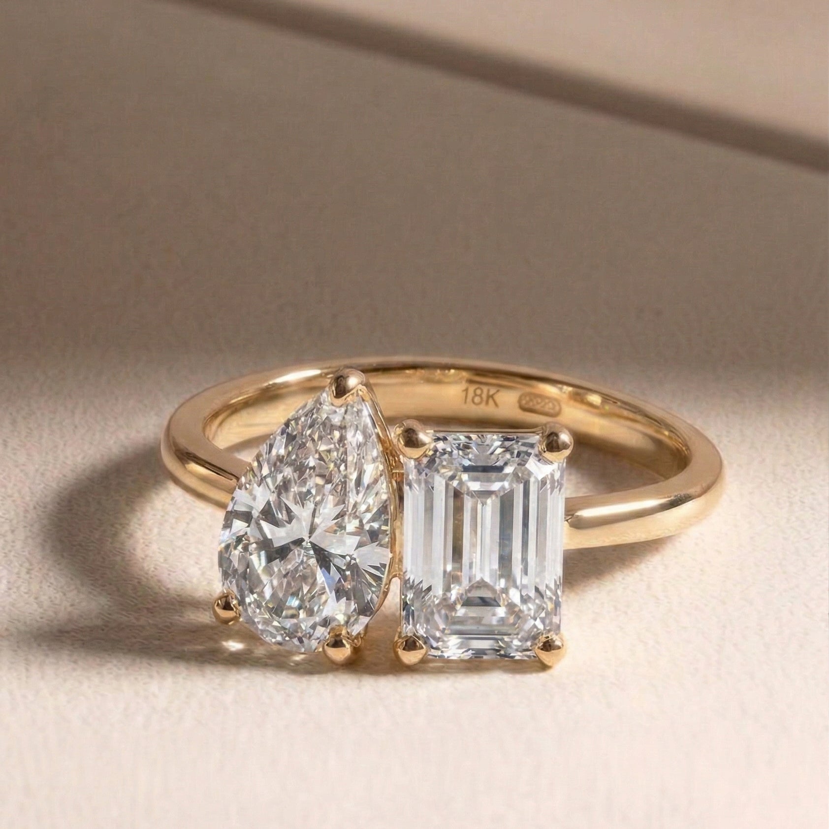 The Proposal | 3+4 carat Pear & Emerald Solitaire Lab-Grown Diamond Engagement Ring