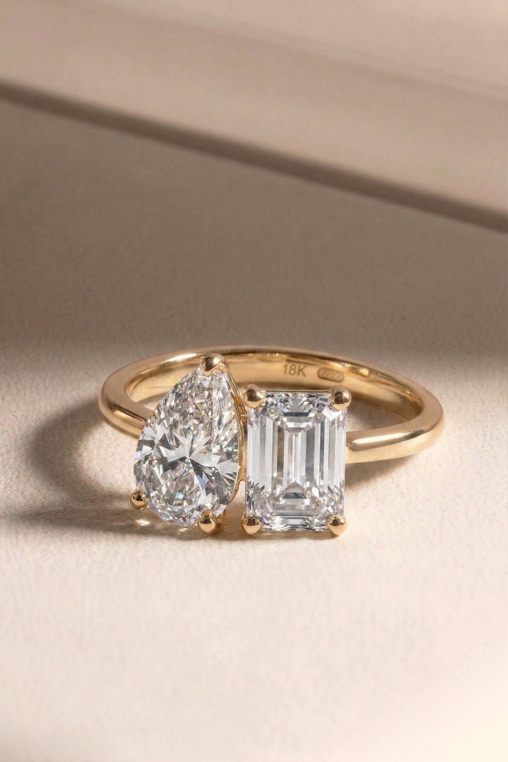 The Proposal | 3+4 carat Pear & Emerald Solitaire Lab-Grown Diamond Engagement Ring