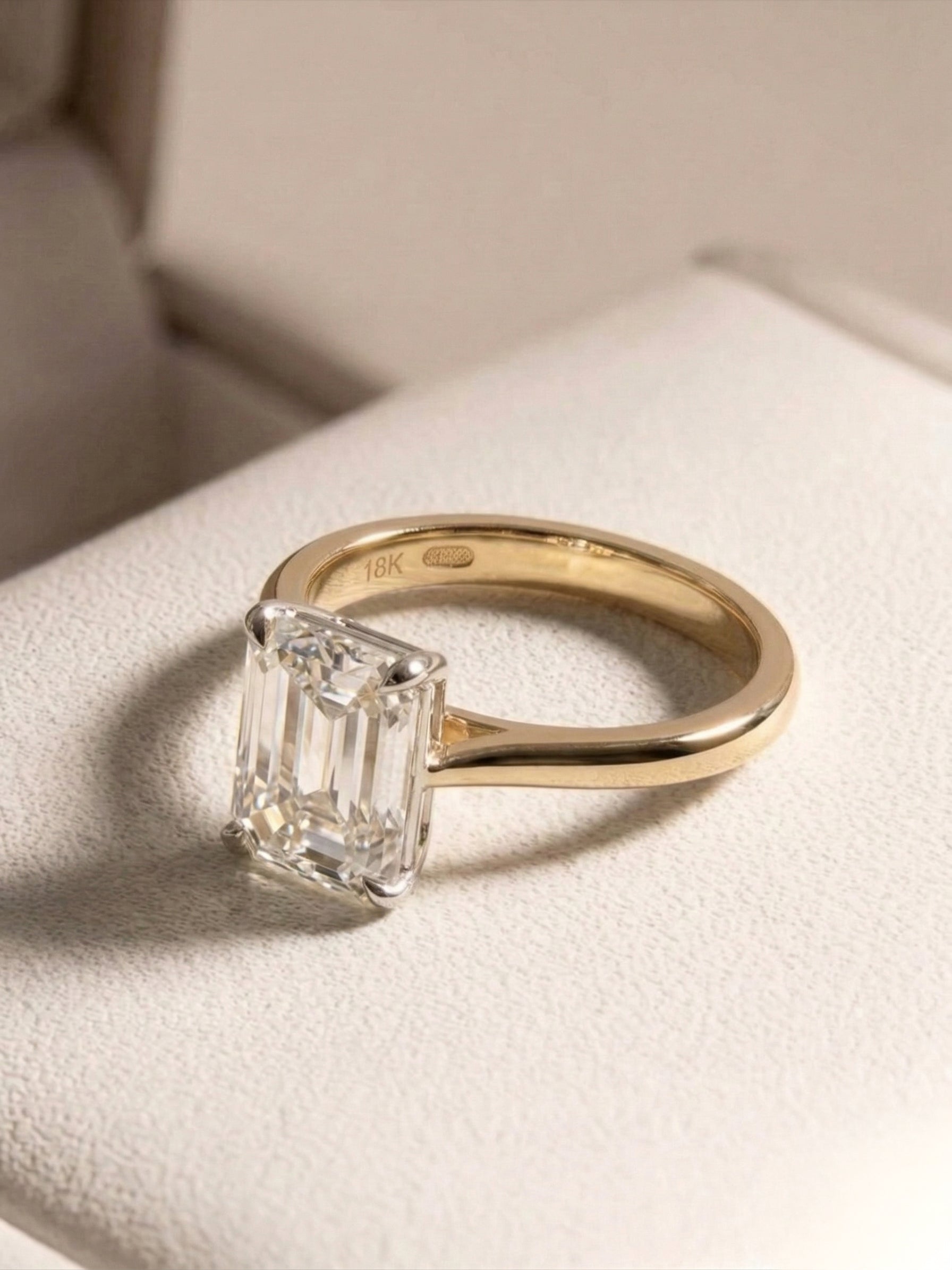 Amour | 3 carat Emerald Solitaire Lab-Grown Diamond Engagement Ring