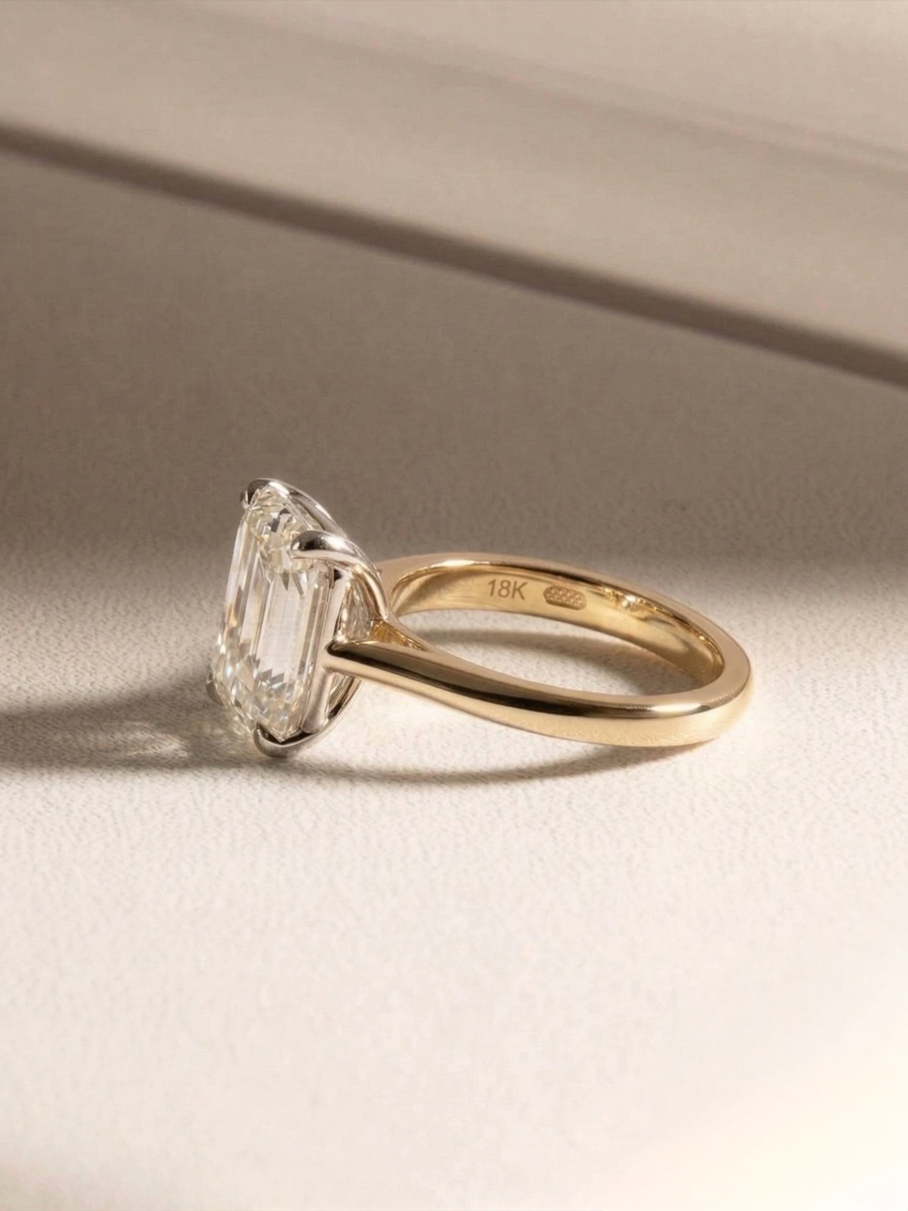 Amour | 3 carat Emerald Solitaire Lab-Grown Diamond Engagement Ring
